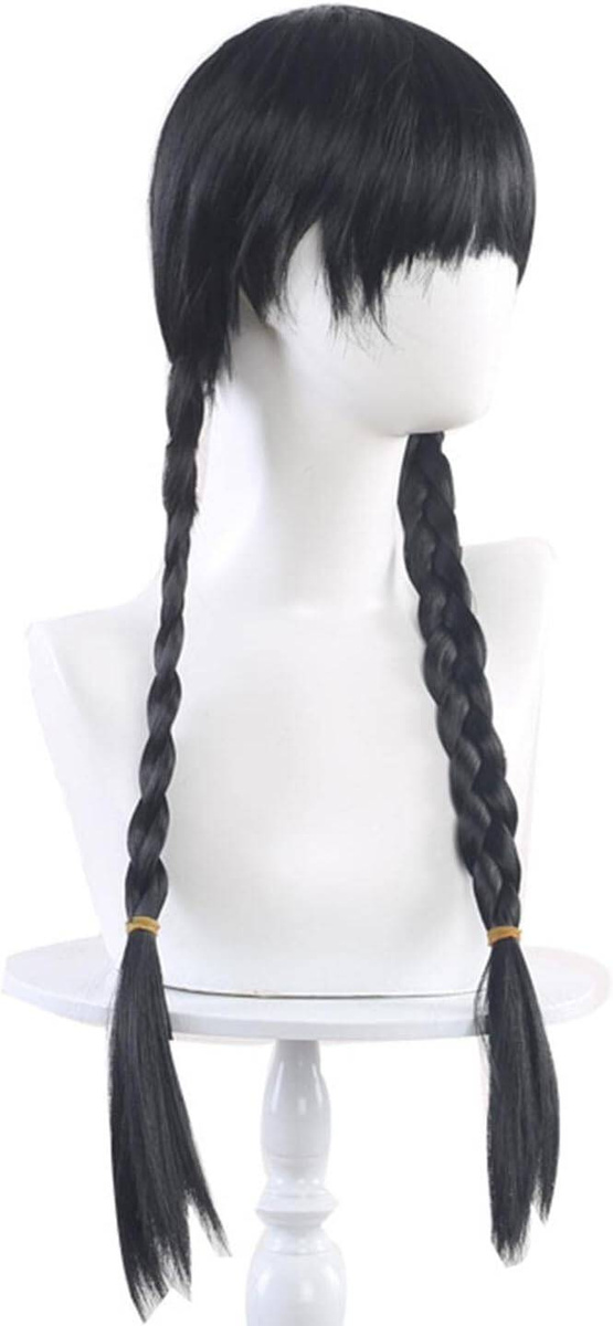 Strój Kostium Wednesday Addams - rozmiar XL (135-145 cm) + Peruka z warkoczami o długości 60cm