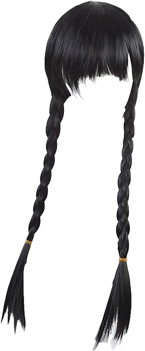 Strój Kostium Wednesday Addams - rozmiar S (110-115 cm) + Peruka z warkoczami o długości 60cm